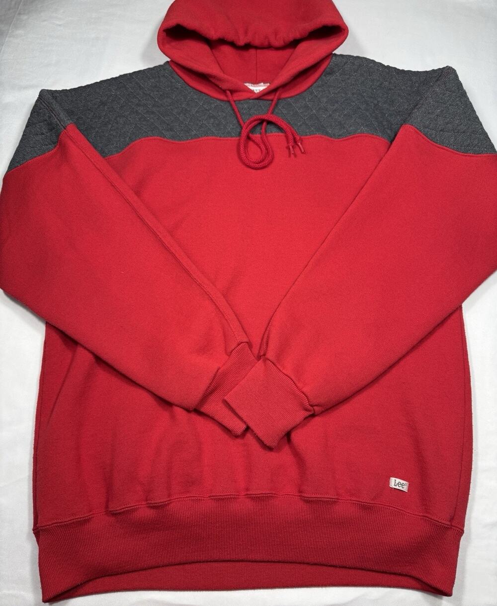 Vintage Quilted LEE Heavy Weight Pullover Hoodie USA Made Mens Size X-Large 90's